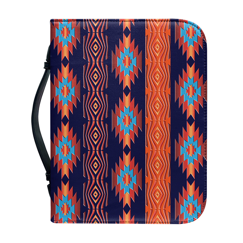 Blue And Orange Southwestern Print Leather Bible Cover