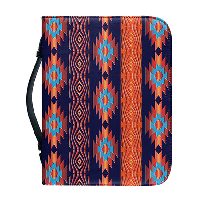 Blue And Orange Southwestern Print Leather Bible Cover