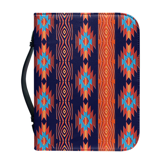 Blue And Orange Southwestern Print Leather Bible Cover