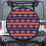 Blue And Orange Southwestern Print Leather Spare Tire Cover