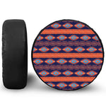Blue And Orange Southwestern Print Leather Spare Tire Cover
