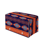Blue And Orange Southwestern Print Leather Tissue Box Cover