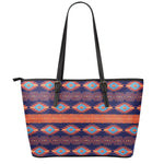 Blue And Orange Southwestern Print Leather Tote Bag