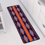 Blue And Orange Southwestern Print Long Kitchen Mat