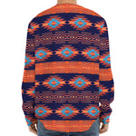 Blue And Orange Southwestern Print Long Sleeve Baseball Jersey