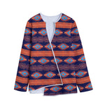 Blue And Orange Southwestern Print Long Sleeve Short Coat