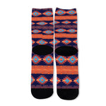 Blue And Orange Southwestern Print Long Socks