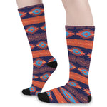 Blue And Orange Southwestern Print Long Socks