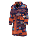 Blue And Orange Southwestern Print Men's Bathrobe