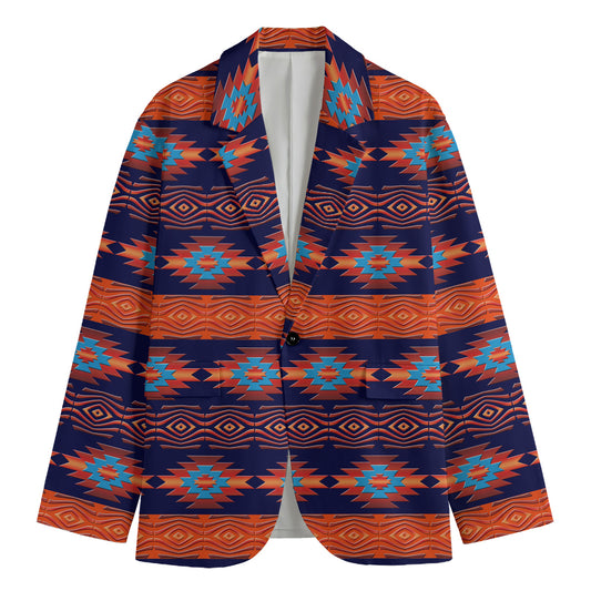 Blue And Orange Southwestern Print Men's Blazer