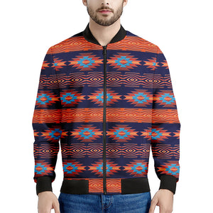 Blue And Orange Southwestern Print Men's Bomber Jacket