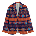 Blue And Orange Southwestern Print Men's Cotton Blazer