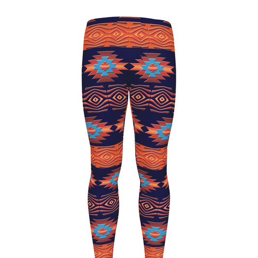 Blue And Orange Southwestern Print Men's leggings