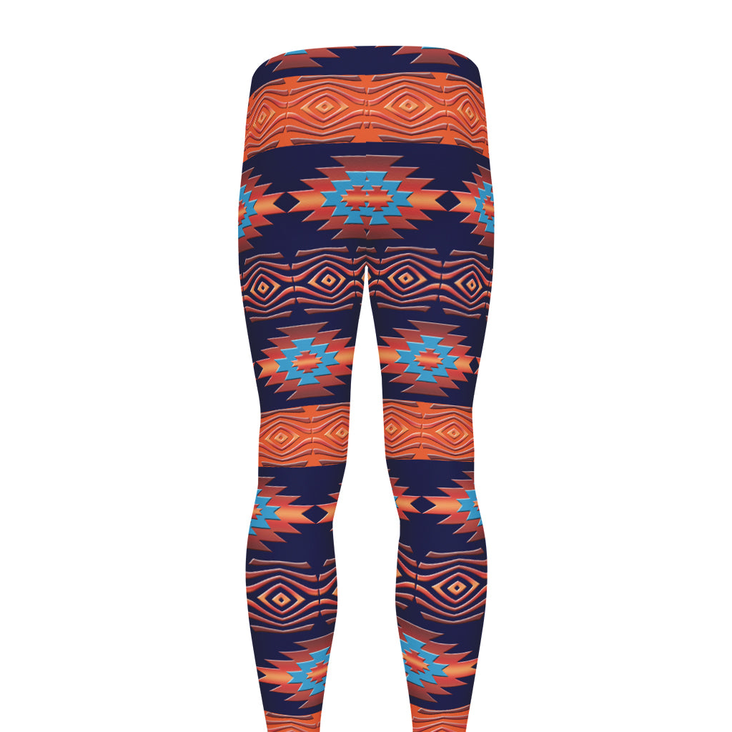 Blue And Orange Southwestern Print Men's leggings