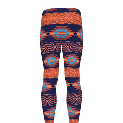 Blue And Orange Southwestern Print Men's leggings