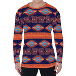 Blue And Orange Southwestern Print Men's Long Sleeve T-Shirt