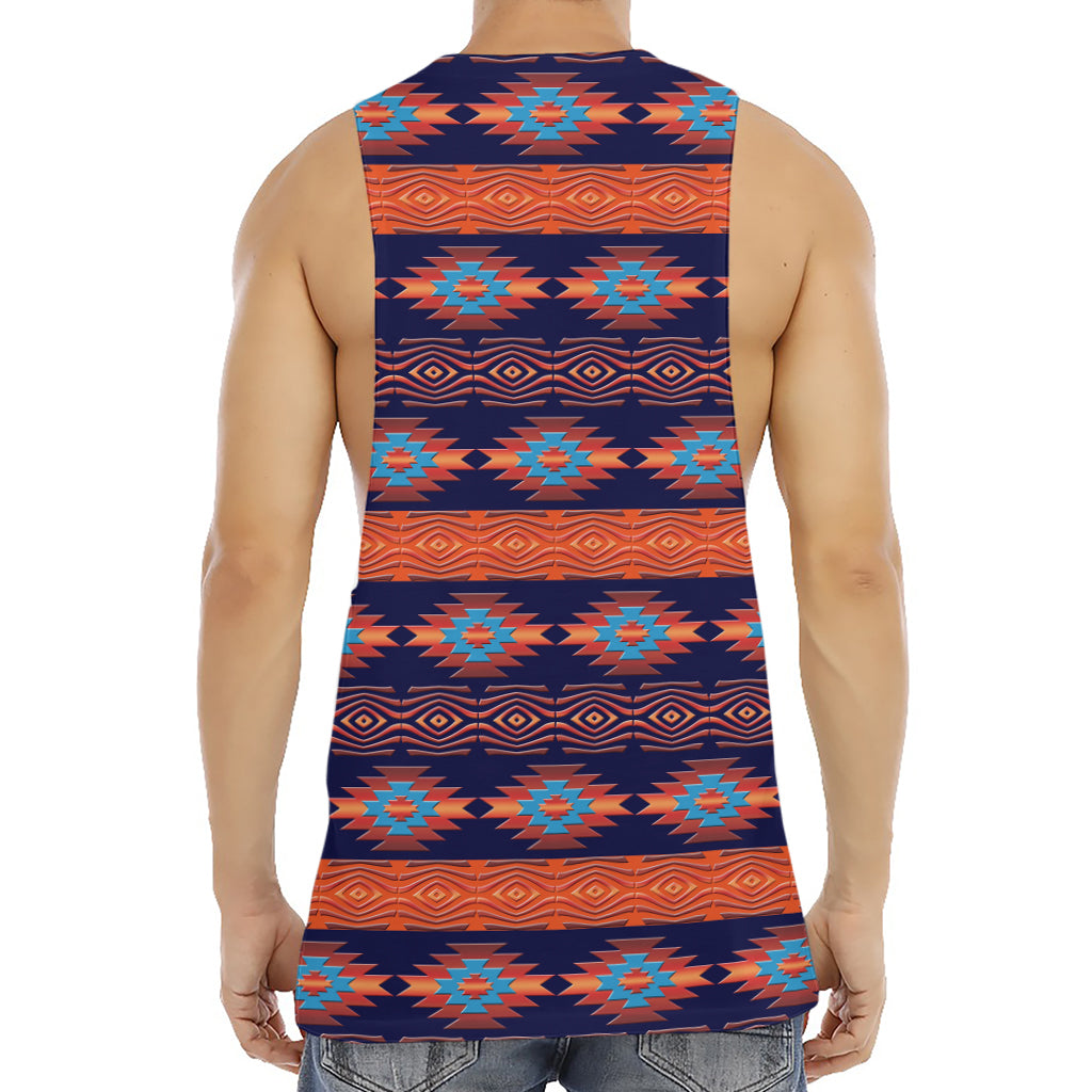 Blue And Orange Southwestern Print Men's Muscle Tank Top