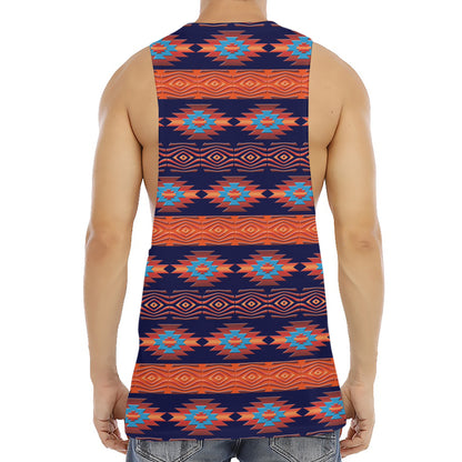 Blue And Orange Southwestern Print Men's Muscle Tank Top