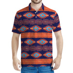 Blue And Orange Southwestern Print Men's Polo Shirt