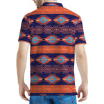Blue And Orange Southwestern Print Men's Polo Shirt