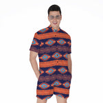 Blue And Orange Southwestern Print Men's Rompers