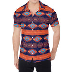Blue And Orange Southwestern Print Men's Shirt