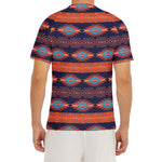 Blue And Orange Southwestern Print Men's Short Sleeve Rash Guard
