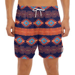 Blue And Orange Southwestern Print Men's Split Running Shorts