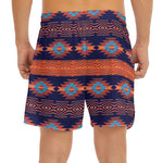 Blue And Orange Southwestern Print Men's Split Running Shorts