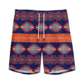 Blue And Orange Southwestern Print Men's Athletic Shorts