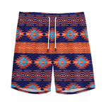 Blue And Orange Southwestern Print Men's Sports Shorts