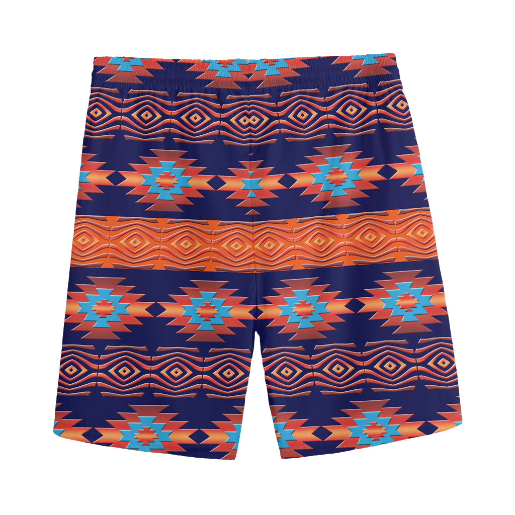 Blue And Orange Southwestern Print Men's Sports Shorts