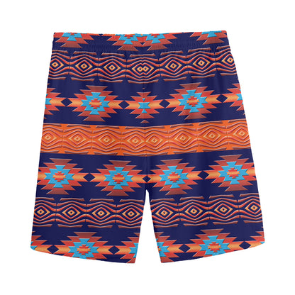 Blue And Orange Southwestern Print Men's Sports Shorts