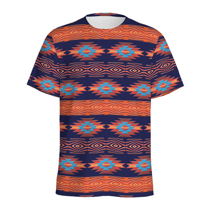 Blue And Orange Southwestern Print Men's Sports T-Shirt