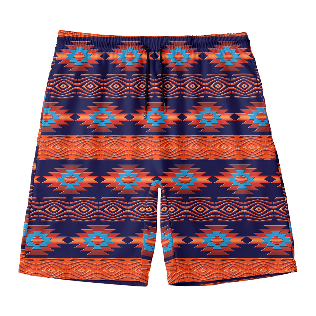 Blue And Orange Southwestern Print Men's Swim Trunks