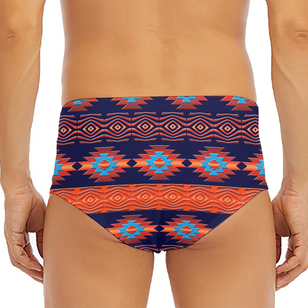 Blue And Orange Southwestern Print Men's Triangle Swim Briefs