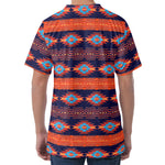 Blue And Orange Southwestern Print Men's Velvet T-Shirt