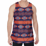 Blue And Orange Southwestern Print Men's Velvet Tank Top