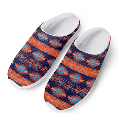 Blue And Orange Southwestern Print Mesh Casual Shoes