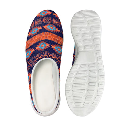 Blue And Orange Southwestern Print Mesh Casual Shoes