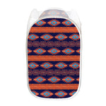 Blue And Orange Southwestern Print Mesh Laundry Hamper
