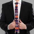 Blue And Orange Southwestern Print Necktie