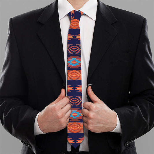 Blue And Orange Southwestern Print Necktie
