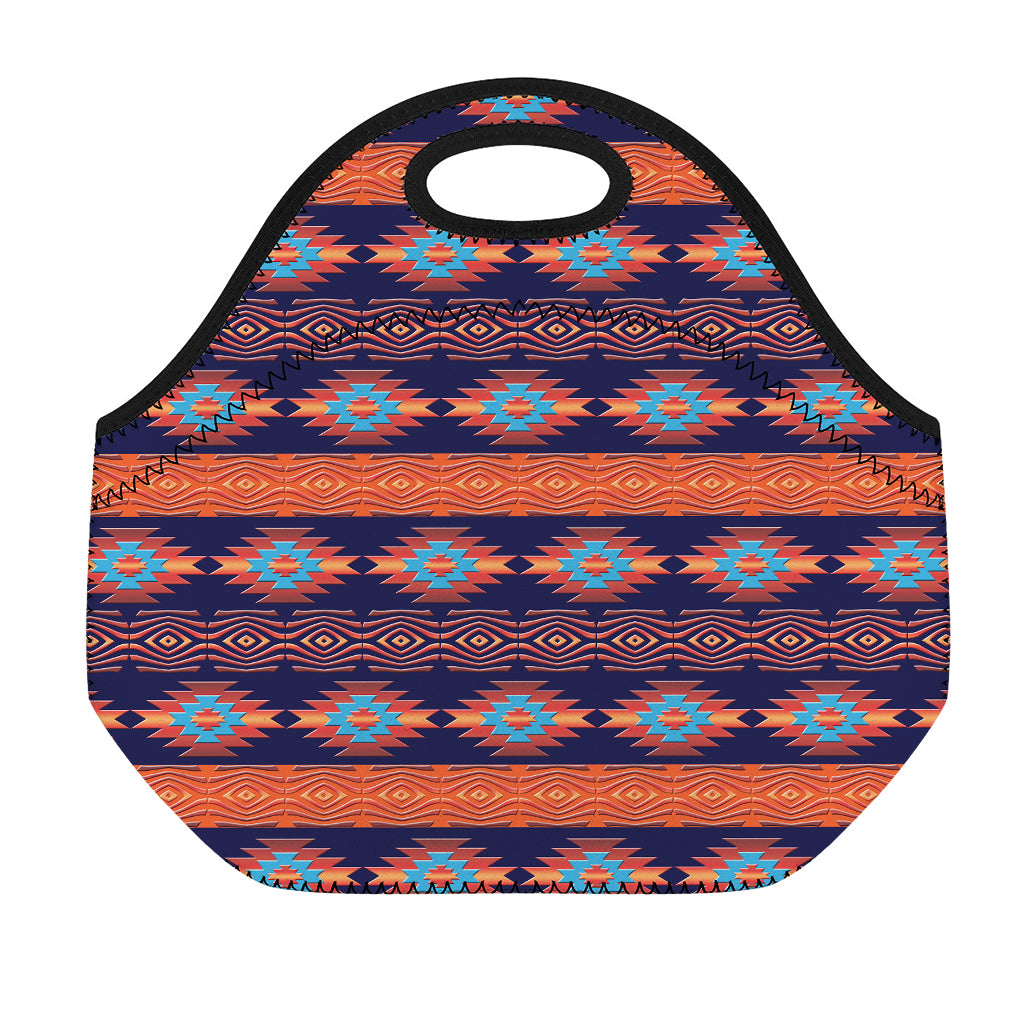 Blue And Orange Southwestern Print Neoprene Lunch Bag