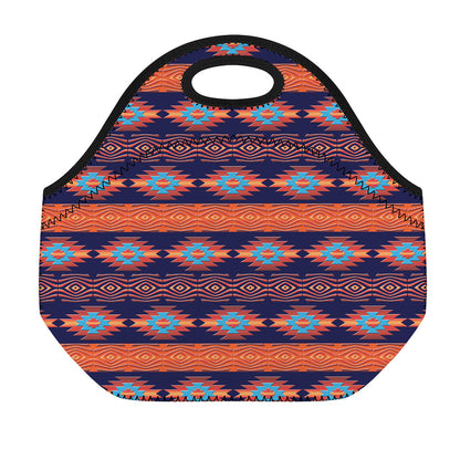 Blue And Orange Southwestern Print Neoprene Lunch Bag