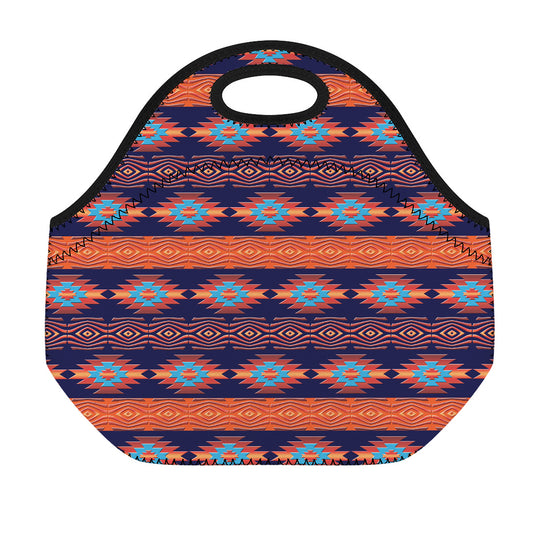 Blue And Orange Southwestern Print Neoprene Lunch Bag