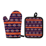 Blue And Orange Southwestern Print Oven Mitt And Pot Holder Set