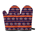 Blue And Orange Southwestern Print Oven Mitts