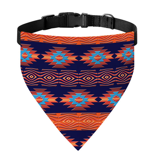 Blue And Orange Southwestern Print Over The Collar Dog Bandana