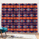 Blue And Orange Southwestern Print Pencil Pleat Curtains